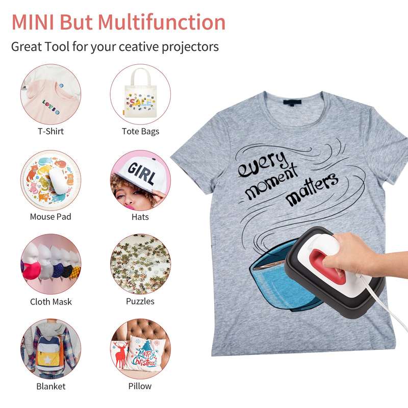 Mini Heat Press Machine T-Shirt Printing Easy Heating Transfer Press Iron Machines   for Clot