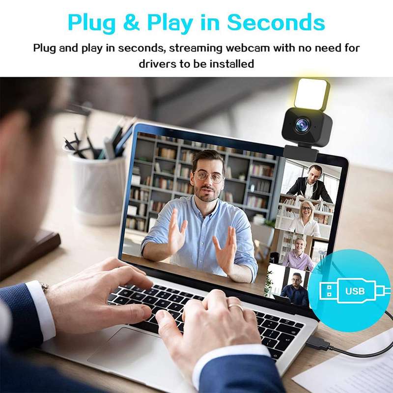 1080P 2K Full HD Webcam AF Web Camera Built in Adjustable Light Auto Focus Microphone USB Com