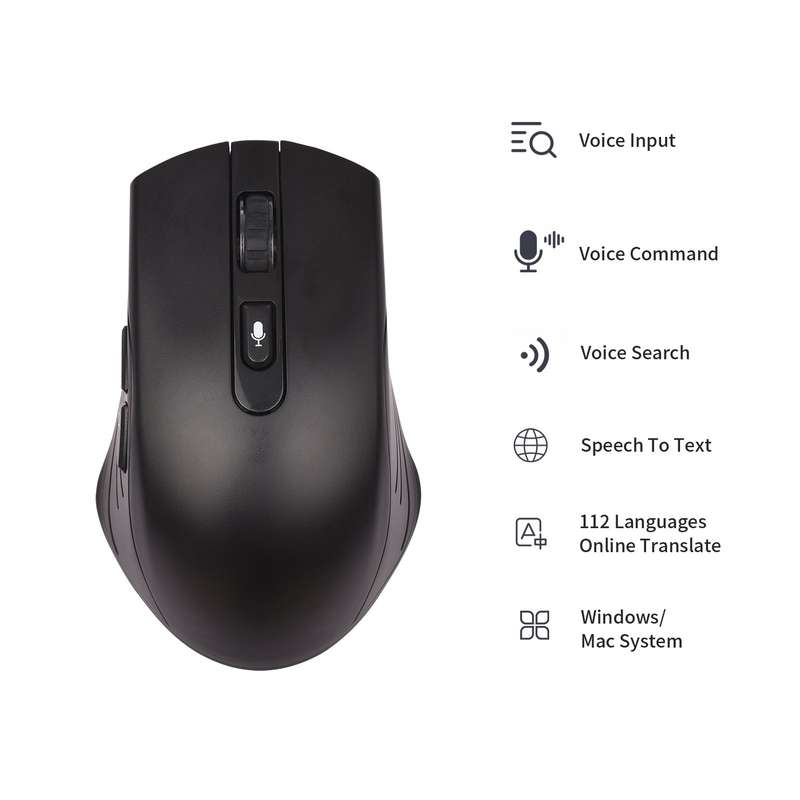 DOSMONO 2.4G Wireless Smart Voice Mouse Translator 6 Buttons for Laptop PC Computer Support W