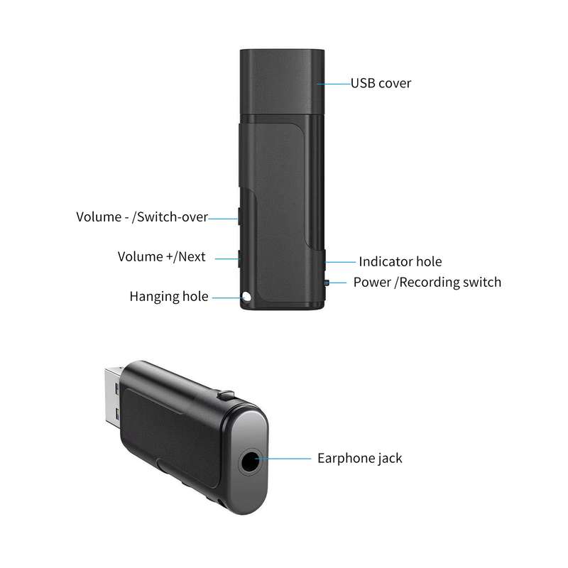 Digital Voice Recorder U-disk Flash Driver Sound Audio Activated Dictaphone Recording Device