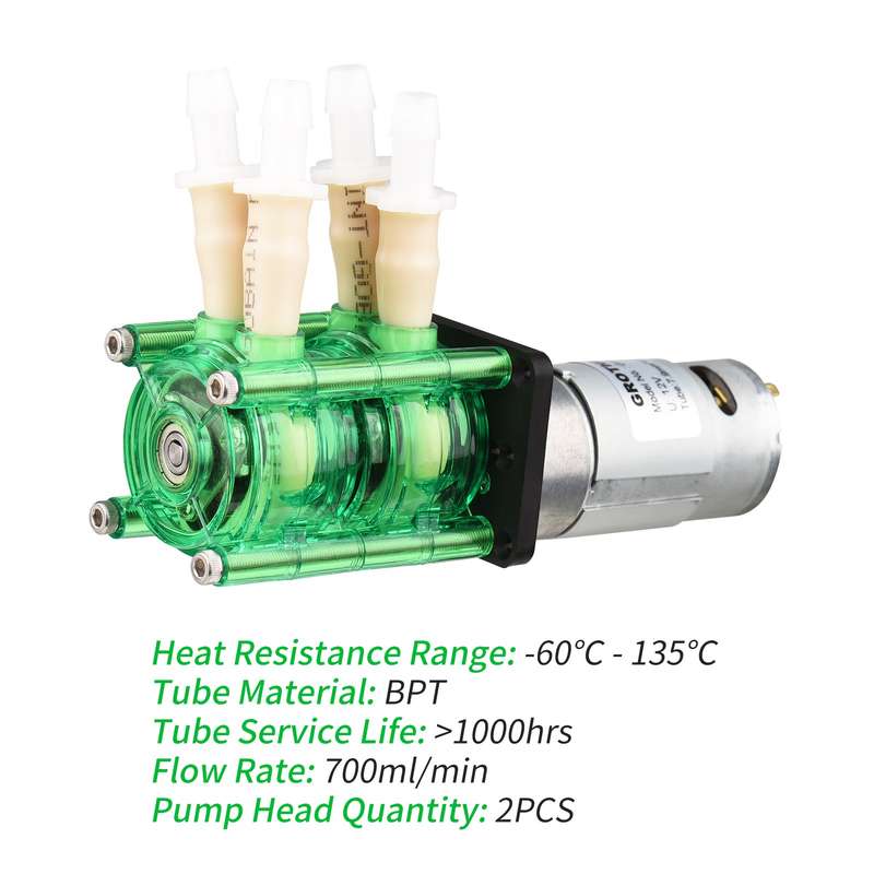 GROTHEN Dosing Pump Dual Head Peristaltic Pump Mini Water Liquid Pump Large Flow Rate Perista