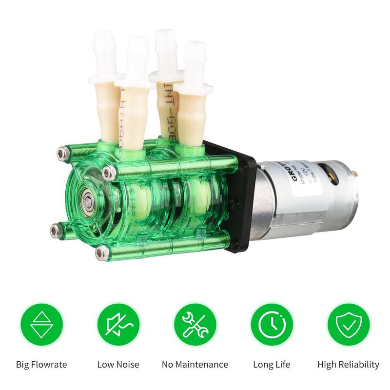 GROTHEN Dosing Pump Dual Head Peristaltic Pump Mini Water Liquid Pump Large Flow Rate Perista