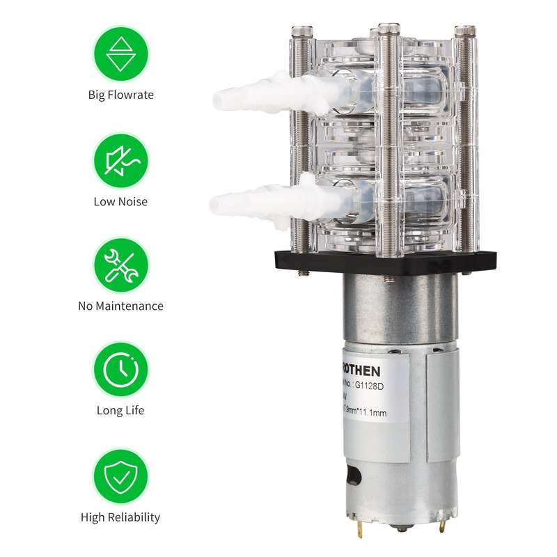 GROTHEN Dosing Pump Dual Head Peristaltic Pump Water Liquid Pump Large Flow Rate Peristaltic