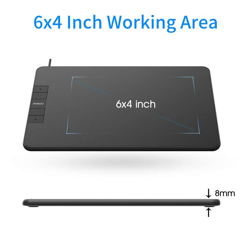 PNBOO PN640 Graphics Drawing Tablet 6 x 4 inch Active Area 8192 Levels Pressure Tilt Function