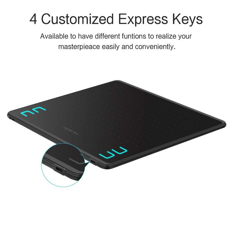 Huion HS64 Graphics Drawing Tablet 6.3 x 4 inch Active Area 8192 Levels Pressure Tilt Functio