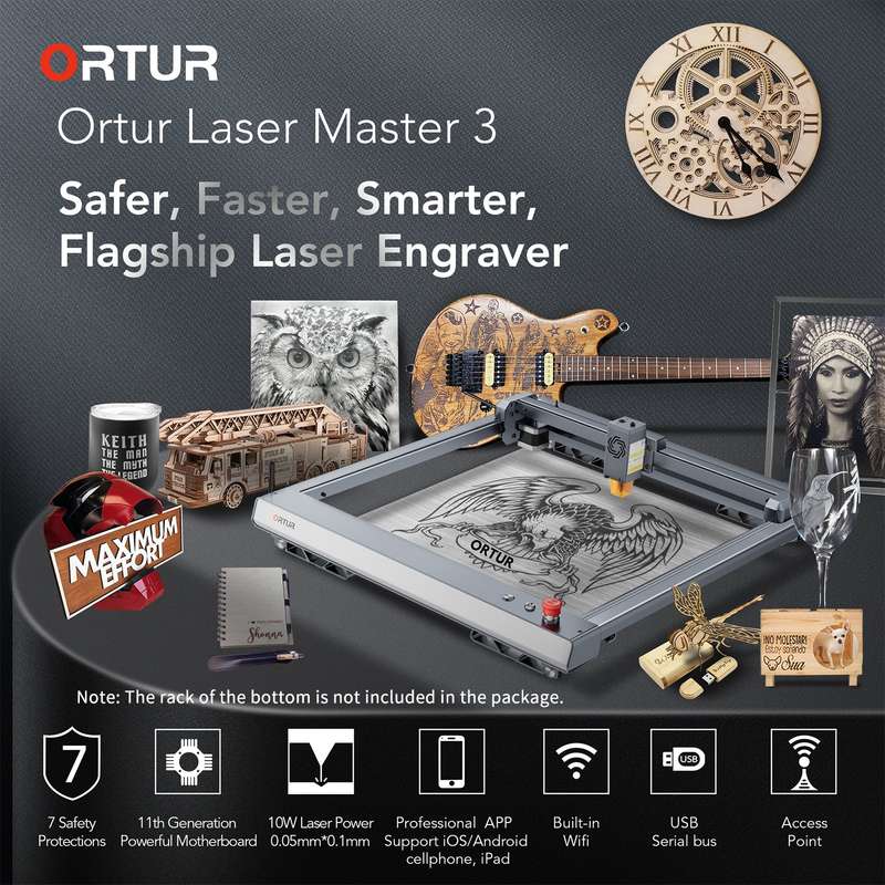 Ortur Laser Master 3 Laser Engraver 10W Engraving Laser Module Fast Speed 400x400mm Engraving