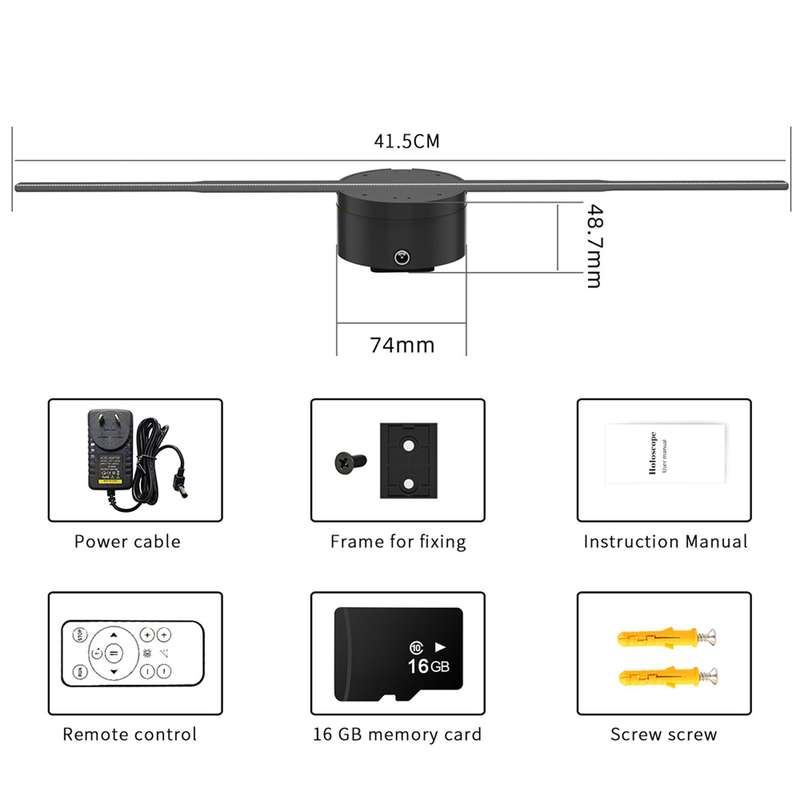 3D Hologram Projector Advertising Display Fan Wall-mounted Player 3D Naked Eye HD LED Photo V