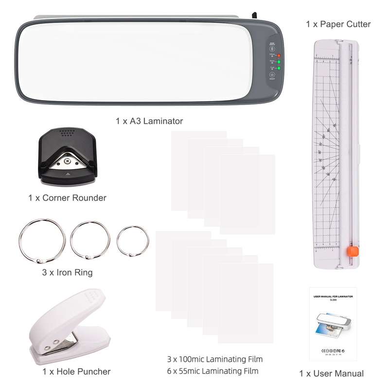 Desktop Laminator Machine Set A3 Size Multifunctional Hot and Cold Lamination 2 Roller System