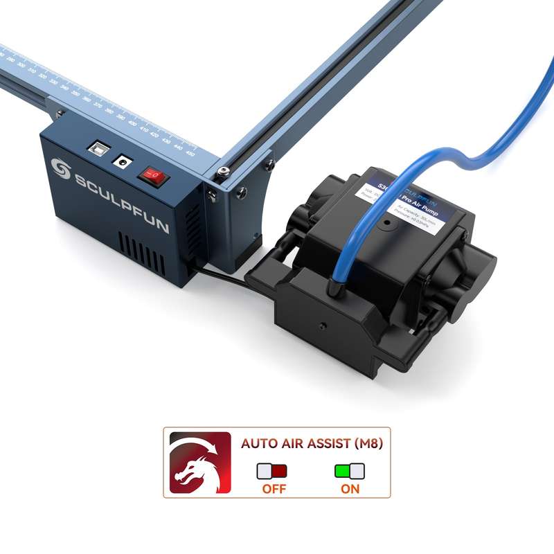 SCULPFUN Automatic Air Assist Kit with 30min/Min Automatic Air Pump Suitable for S9/S10 Laser