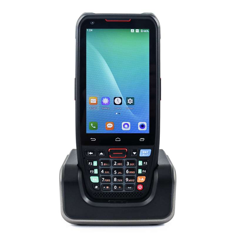 Handheld POS Android 10.0 PDA Terminal 1D/2D/QR Barcode Scanner with Charge Base Support 2/3/