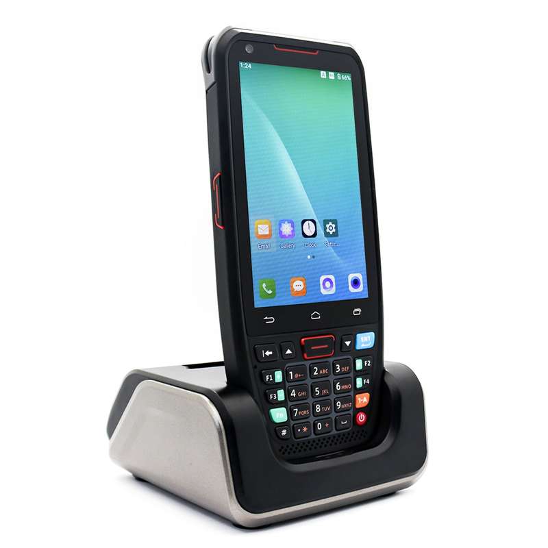 Handheld POS Android 10.0 PDA Terminal 1D/2D/QR Barcode Scanner with Charge Base Support 2/3/
