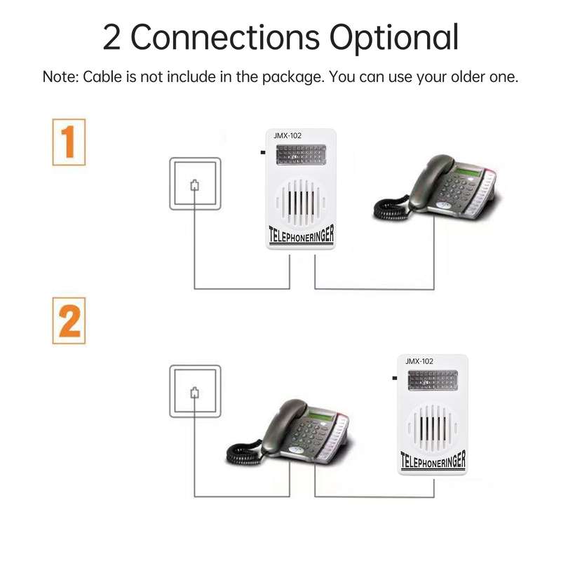 Loud Telephone Ringer 70db Amplifier Ringing Help Strobe Light Bell with Flash Light Suitable