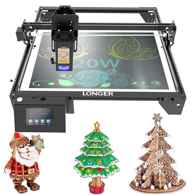 LONGER Ray5 20W Laser Engraver with Engraving Area 375x375mm 3.5'' Touchscreen 32-bit Motherb