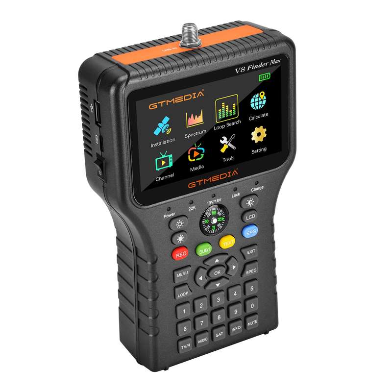GTMEDIA V8 Finder Max TV Signal Finder Meter DVB-S/S2/S2X Signal Receiver 4.3-inch LCD Dispaly H.265