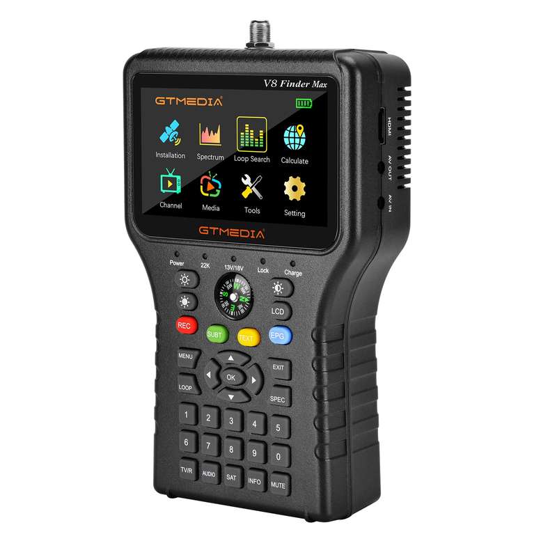 GTMEDIA V8 Finder Max TV Signal Finder Meter DVB-S/S2/S2X Signal Receiver 4.3-inch LCD Dispaly H.265