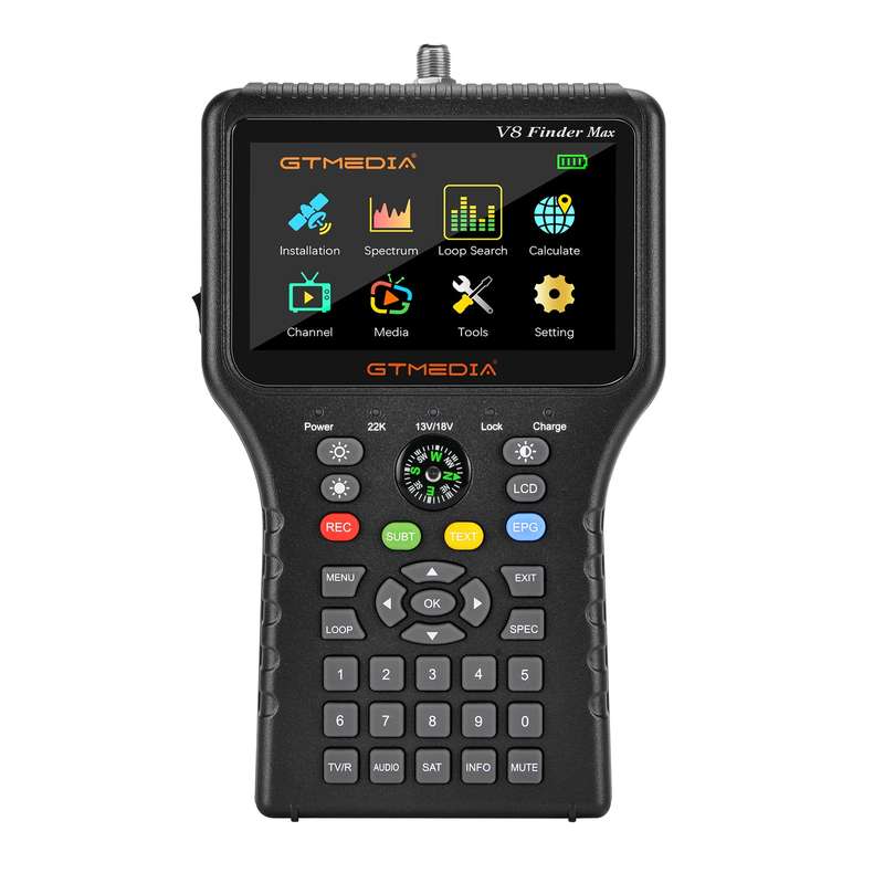 GTMEDIA V8 Finder Max TV Signal Finder Meter DVB-S/S2/S2X Signal Receiver 4.3-inch LCD Dispaly H.265