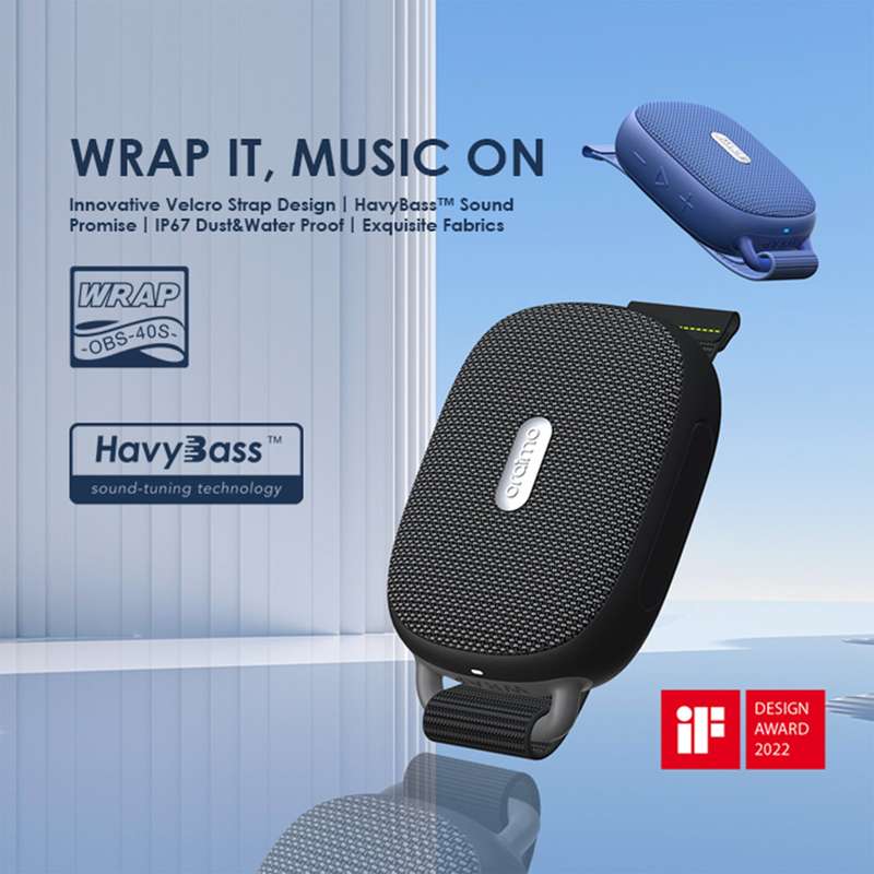 Oraimo Wrap Wireless Speaker OBS-40S FM Support Innovative Velcro Strap IP67 Dust&Water Proof 10-hou