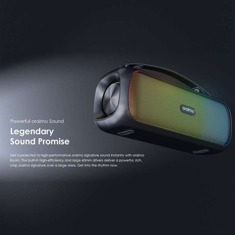 Oraimo Wireless Speaker OBS-75D Boom Powerful Sound Massive Bass Dynamic Light Effects Portable Wire