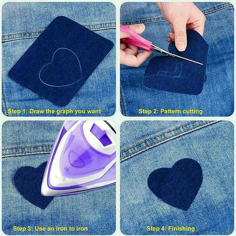 20Pcs Iron-on Patches Jean Patches Denim Fabric Patches No-Sew  Mending Cloth Knee Pant Patches 4 Si