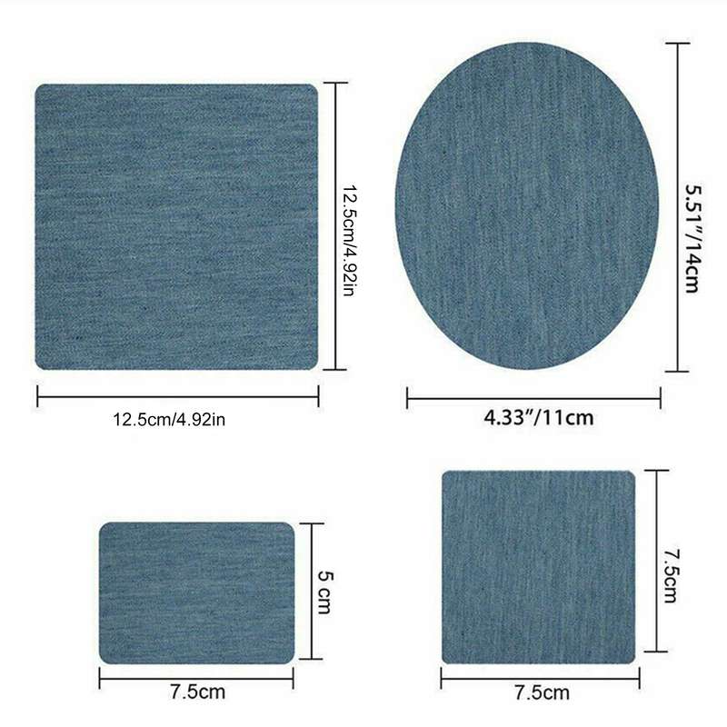 20Pcs Iron-on Patches Jean Patches Denim Fabric Patches No-Sew  Mending Cloth Knee Pant Patches 4 Si