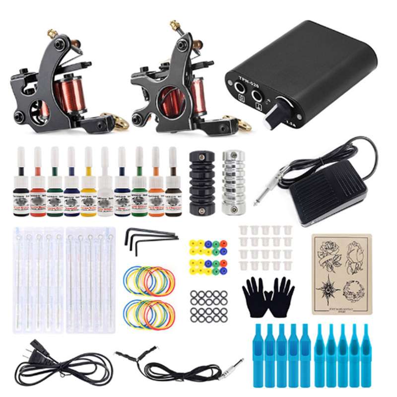 Rotary Tattoo Kit for Beginners Shader Liner Tattoo Motor Gun Kit Tattoo Machine with 10 Colors Tatt