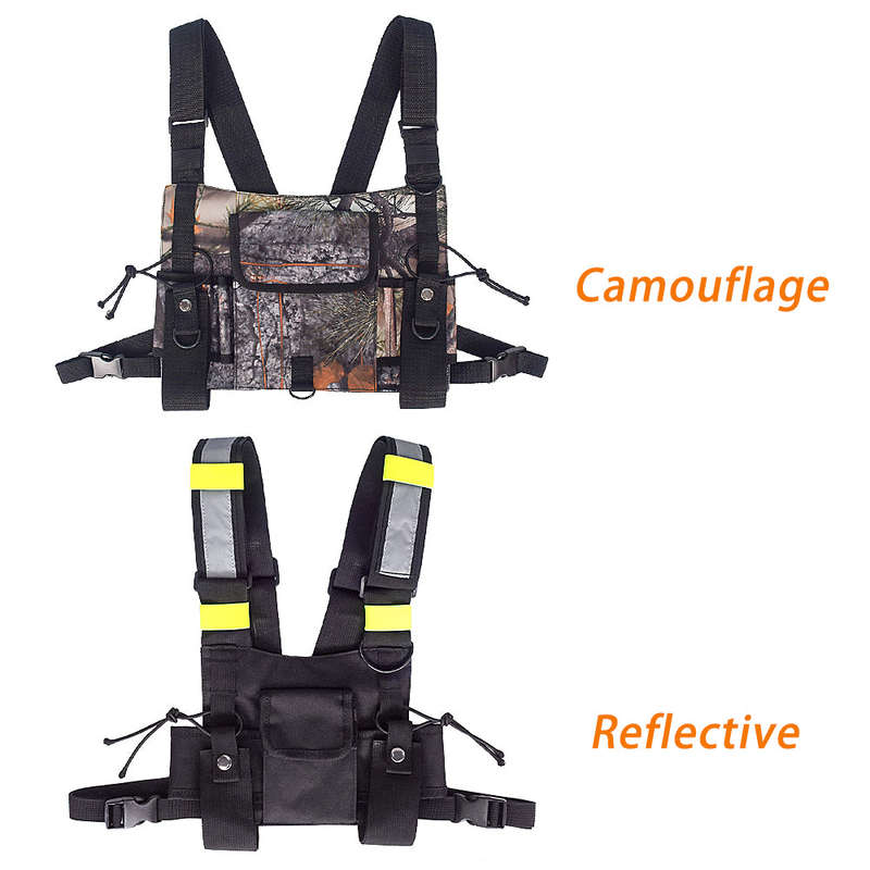 Outdoor Hunting Highly Visible Reflective Radio Harness Chest Rig Front Pack Pouch Holster Ve