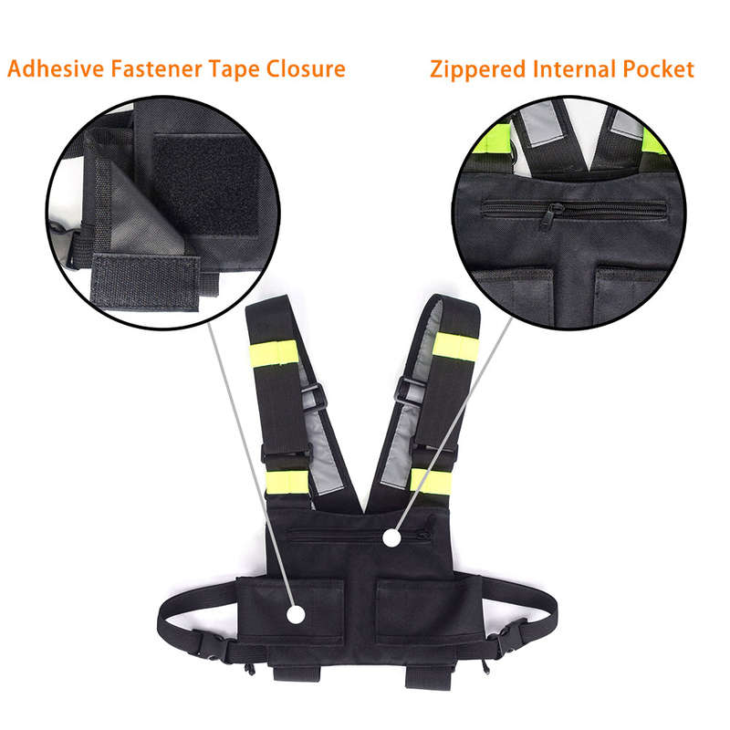 Outdoor Hunting Highly Visible Reflective Radio Harness Chest Rig Front Pack Pouch Holster Ve