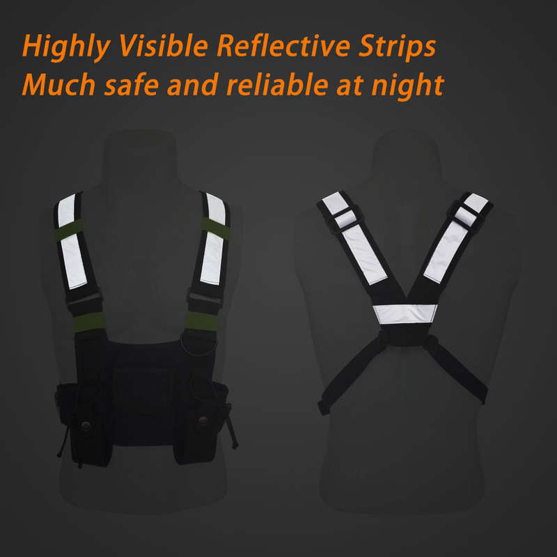 Outdoor Hunting Highly Visible Reflective Radio Harness Chest Rig Front Pack Pouch Holster Ve