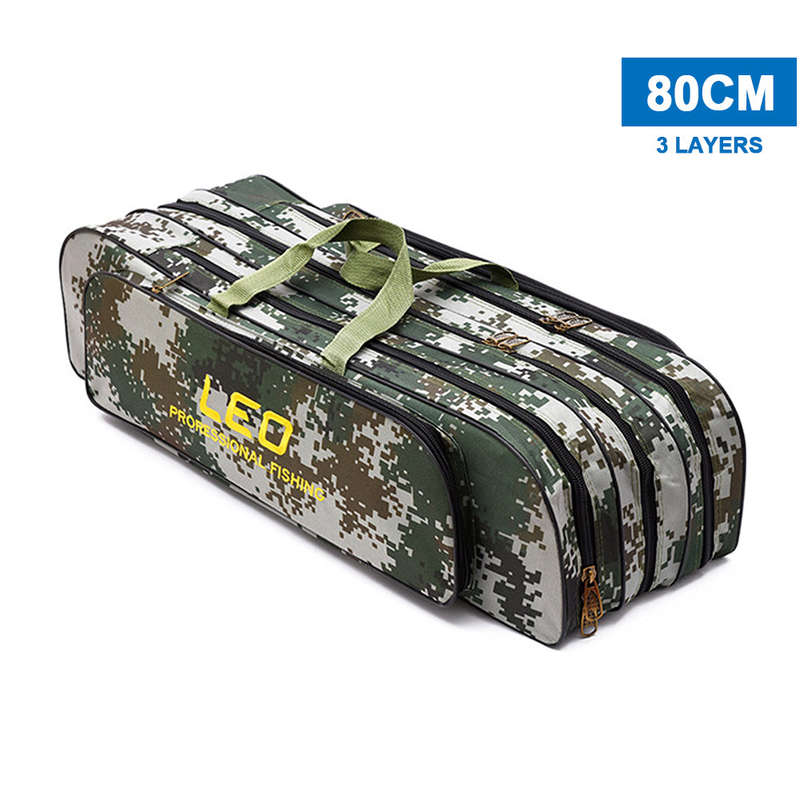 Two/Three Layer 80cm / 90cm Fishing Rod Reel Bag Fishing Pole Gear Tackle Tool Carry Case Car