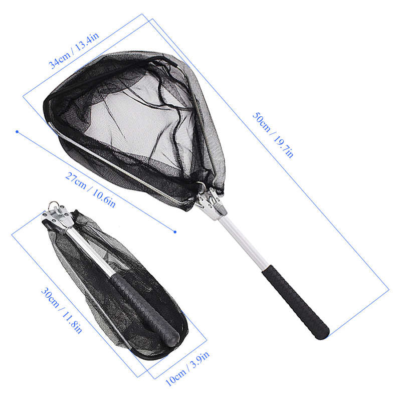 Folding Fish Landing Net Collapsible Triangular Fly Fishing Net Fish Catching or Releasing