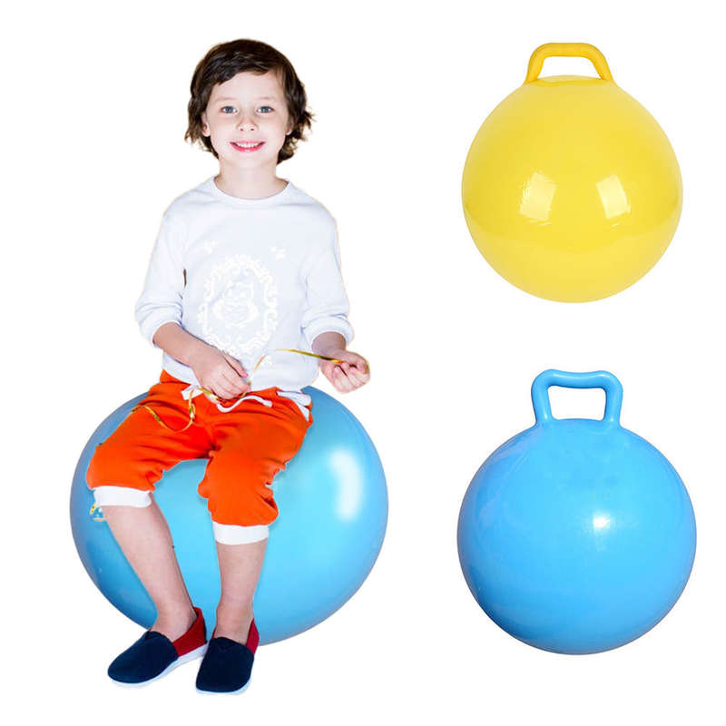 Pure Color Inflatable Bouncing Ball Kids Jumping Hop Ball with Handle for Adults Children Exe