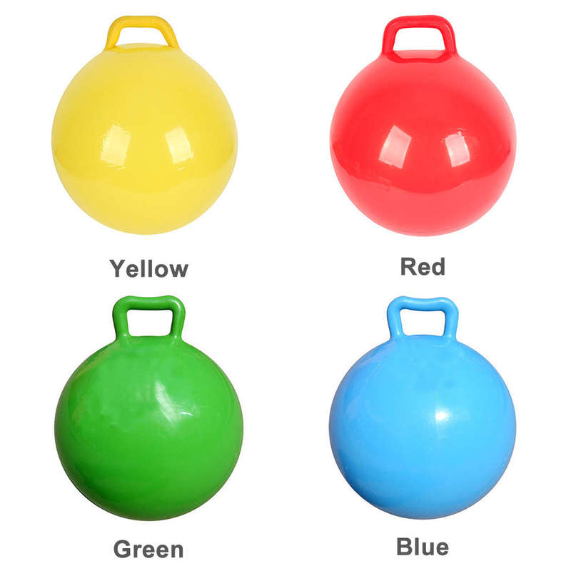 Pure Color Inflatable Bouncing Ball Kids Jumping Hop Ball with Handle for Adults Children Exe