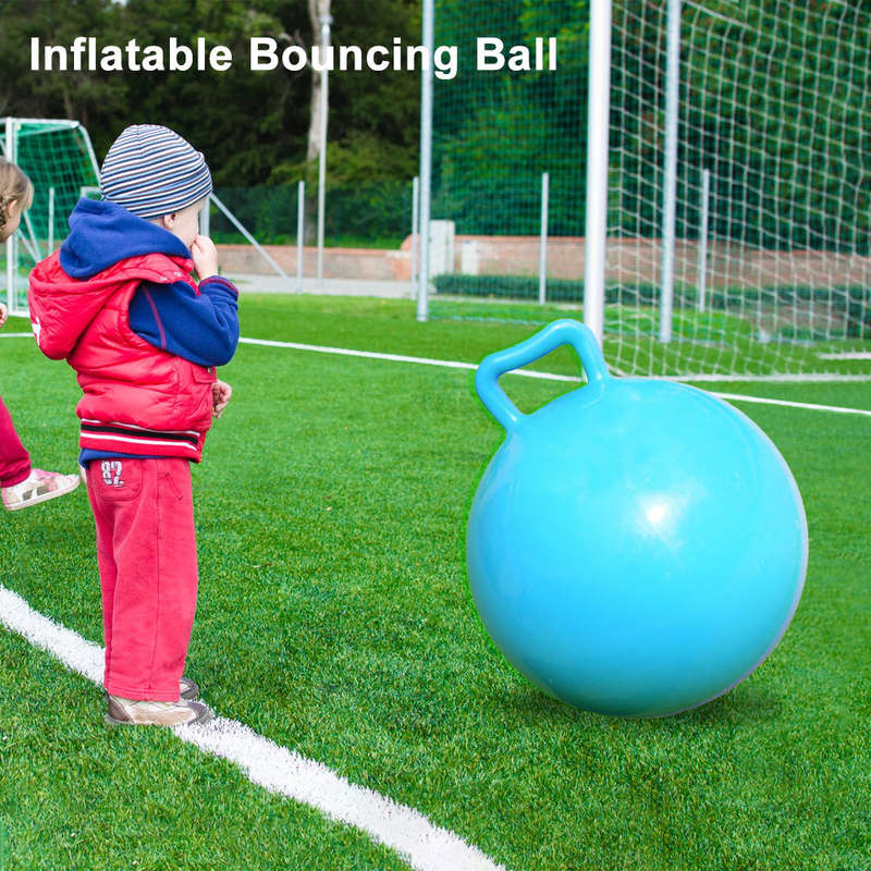 Pure Color Inflatable Bouncing Ball Kids Jumping Hop Ball with Handle for Adults Children Exe