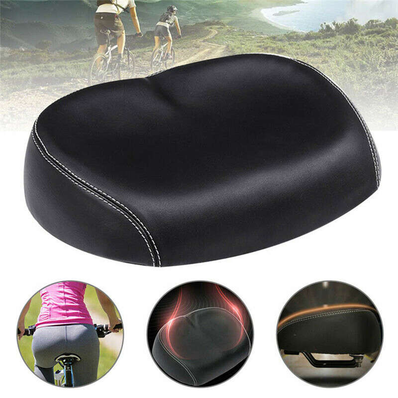 Big Ass Bike Cycling Noseless Saddle Wide Large Soft PU Pad Seat (Black & Red)