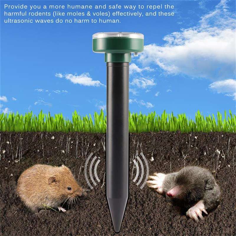 4Pcs Solar-charged Waterproof Mole Rat Repellent Sonic Mole Repellent Solar Ultrasonic Expell