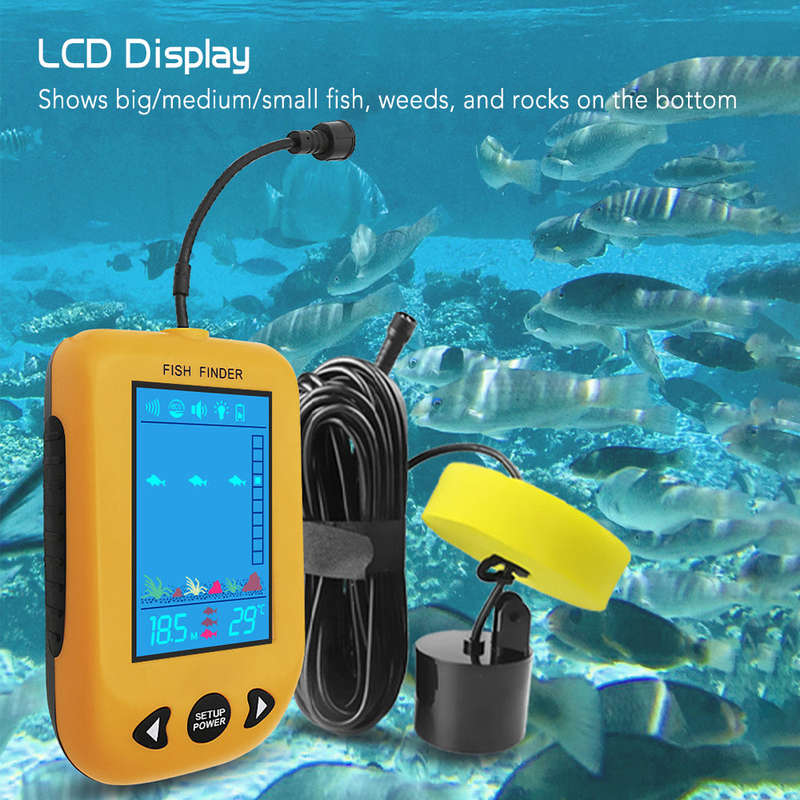 Portable Fish Finder Handheld Wired Fish Depth Finder Kayak Boat Fishfinder with Sonar Transd