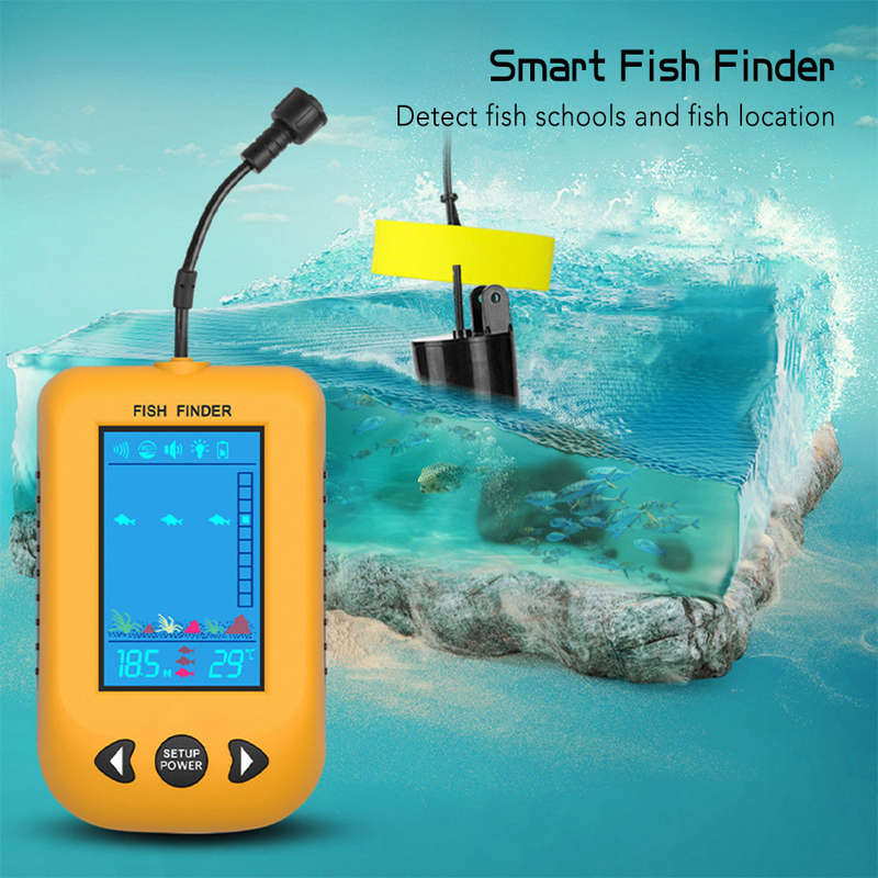 Portable Fish Finder Handheld Wired Fish Depth Finder Kayak Boat Fishfinder with Sonar Transd