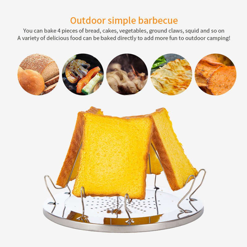 Folding Camping Stove Toaster Stainless Steel 4 Slice Bread Toaster Outdoor Portable Toaster