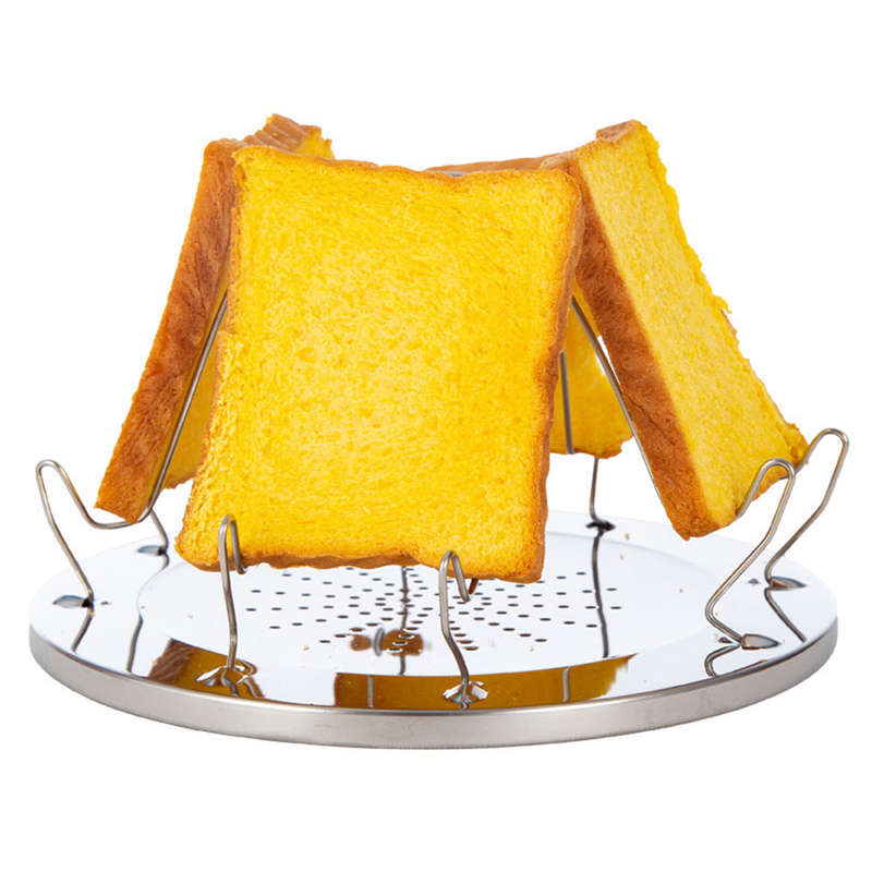 Folding Camping Stove Toaster Stainless Steel 4 Slice Bread Toaster Outdoor Portable Toaster