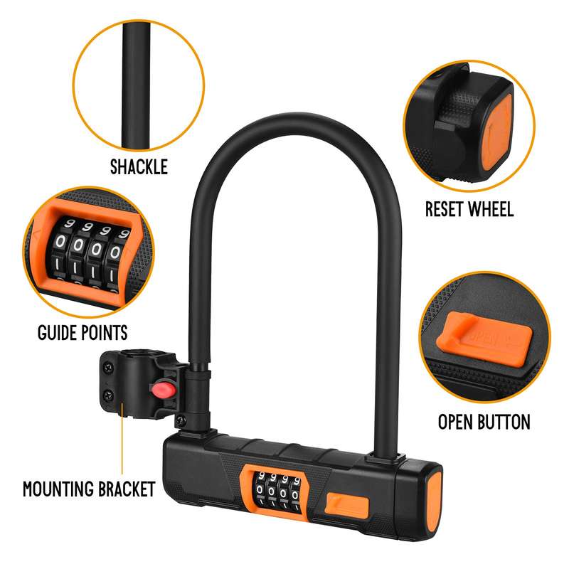 Bicycle U Lock Anti-theft Bike Password Lock Heavy Duty Combination U Lock Bike Lock Bike Saf