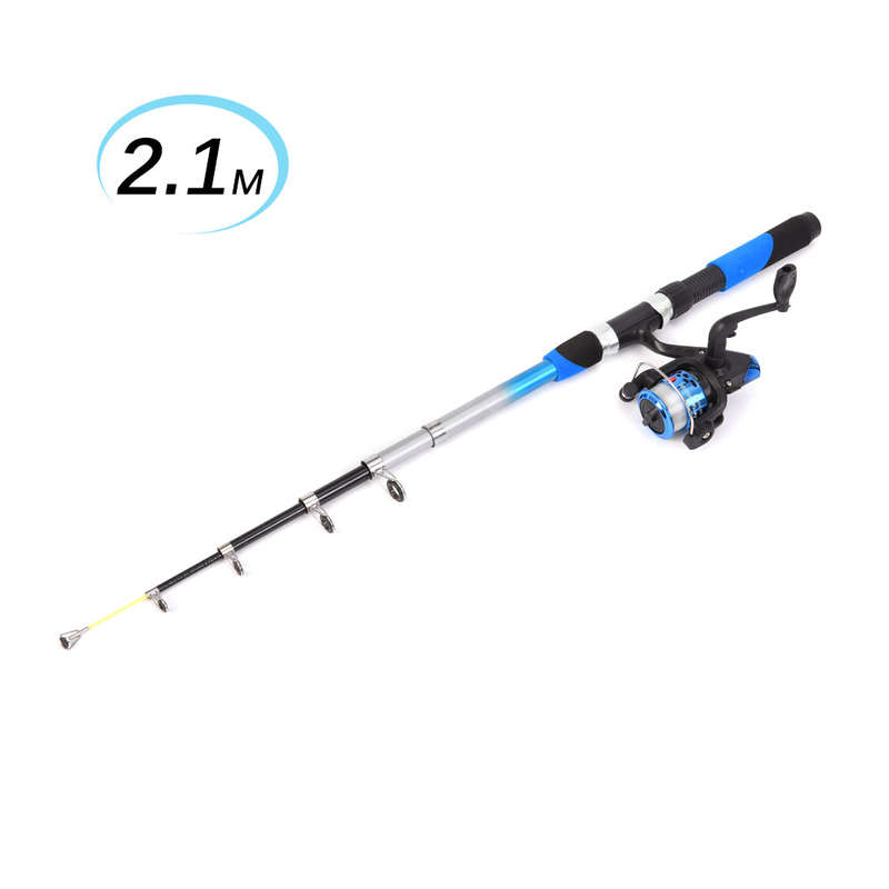 Fishing Rod Reel Combo Full Kit with 2PCS 2.1m Telescopic Fishing Rods 2PCS Spinning Reels Fi