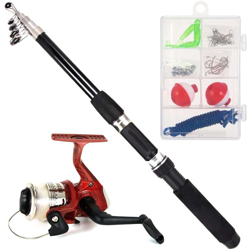 Fishing Rod and Reel Combo with Carry Case 36pcs Fishing Tackle Set Telescopic Fishing Rod Po
