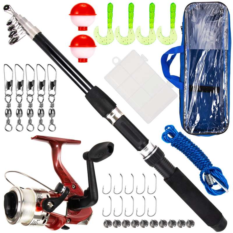 Fishing Rod and Reel Combo with Carry Case 36pcs Fishing Tackle Set Telescopic Fishing Rod Po