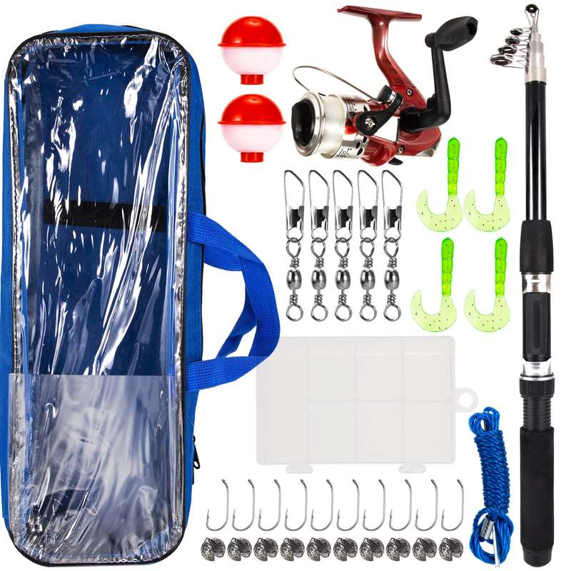 Fishing Rod and Reel Combo with Carry Case 36pcs Fishing Tackle Set Telescopic Fishing Rod Po