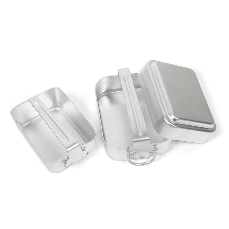 Outdoor Mess Tin Kit Aluminum Camping Cookware Set Lunch Box Food Container with Lid