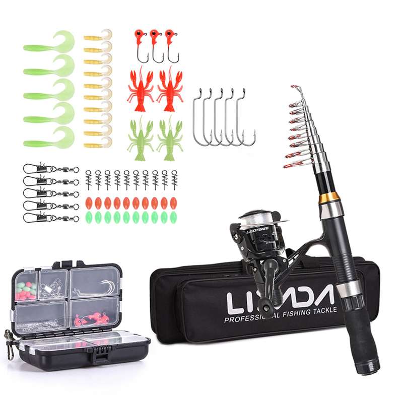 Lixada Fishing Rod Reel Combo Full Kit with 2.1m 2.3m Telescopic Fishing Rods 2PCS Spinning R