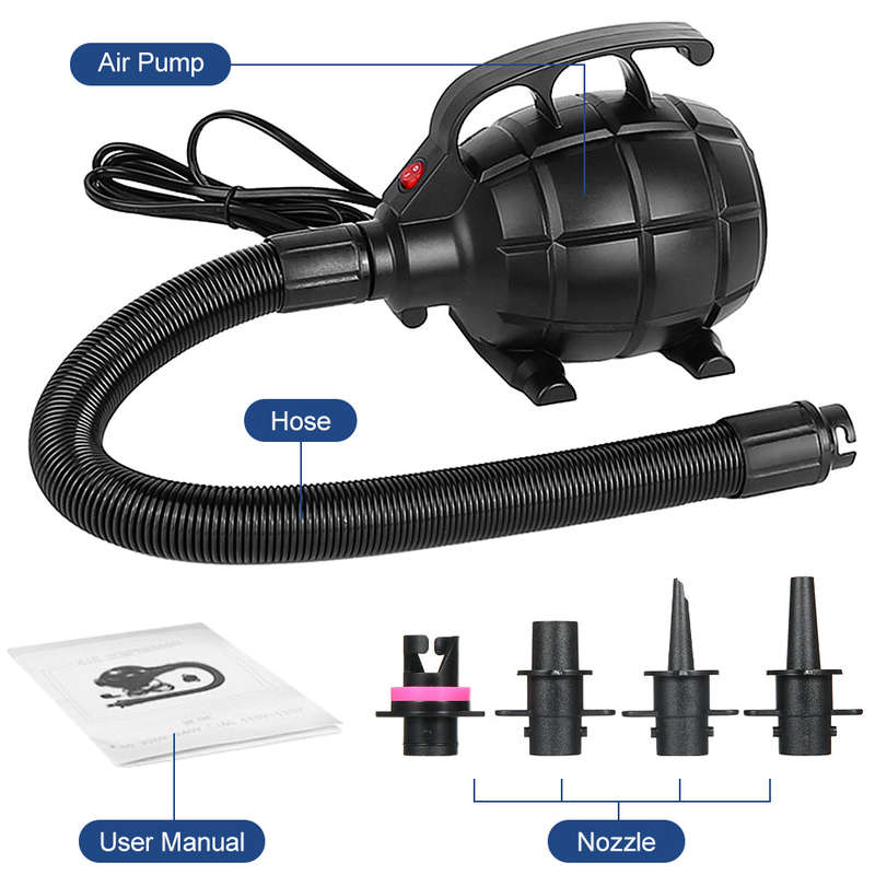 Portable 500W Electric Pump Air Mattress Pump Air Bed Pool Toy Raft Boat Quick Inflation Elec