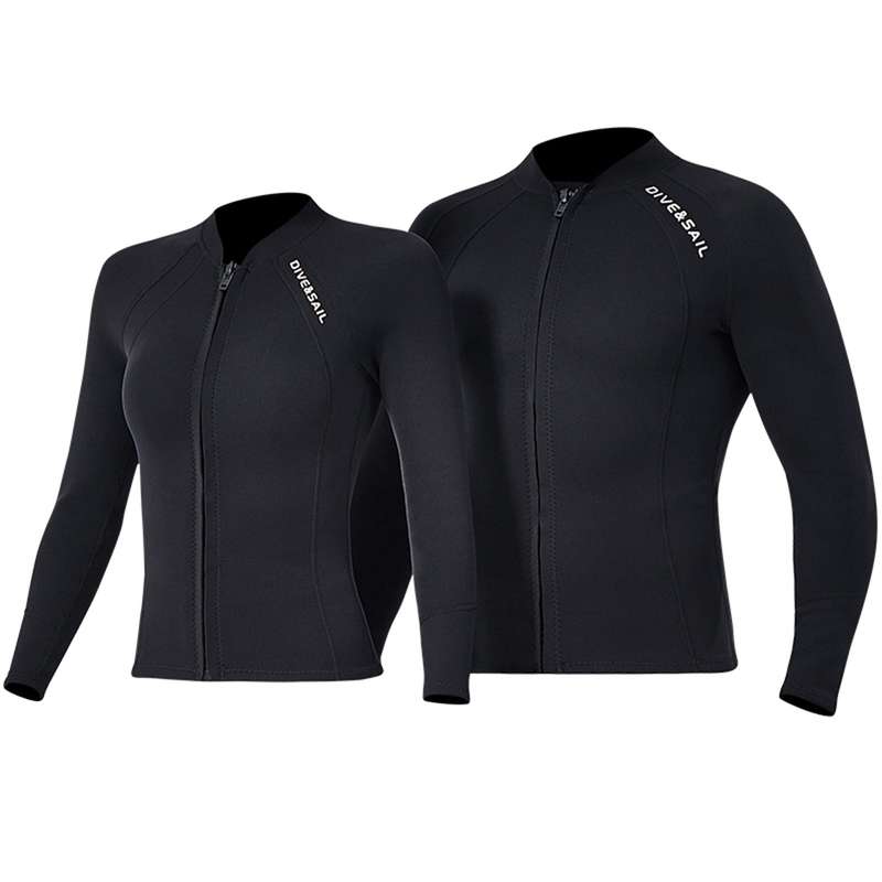 2mm Neoprene Men Women Diving Top with Front Zipper Wetsuits Jacket Long Sleeves Wetsuit Top