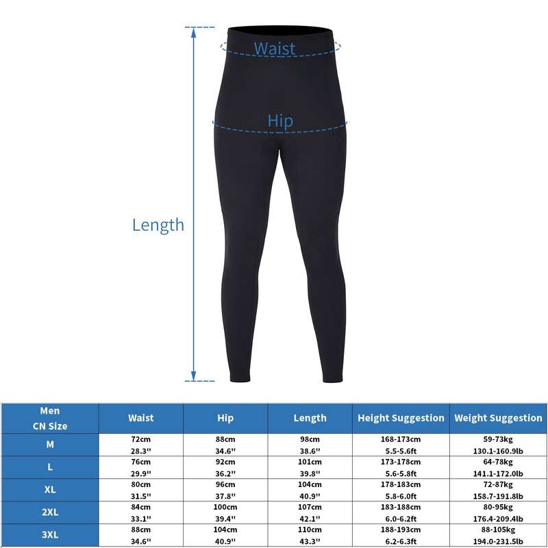 Men Women 2mm Neoprene Diving Pants Dive Long Pants for Scuba Snorkeling Surfing