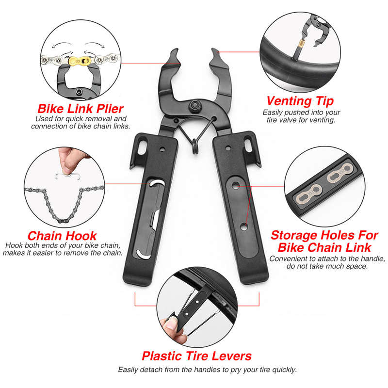 5-IN-1 Bike Chain Tool Tire Lever Bike Link Plier Chain Hook Bike Chain Repair Tools for Most